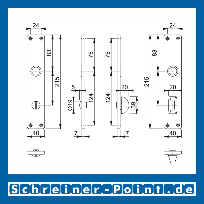 Hoppe Langschild 202SP Aluminium F4 Alu Bronze Bad / WC